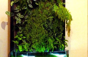 Mur floral avec aquarium